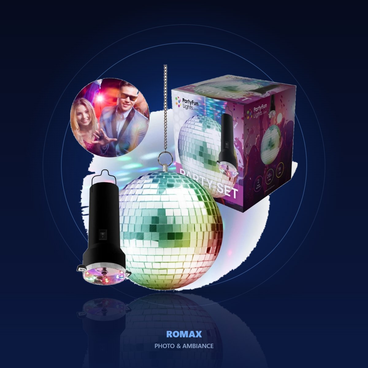 Boule disco LED rotative – ambiance
