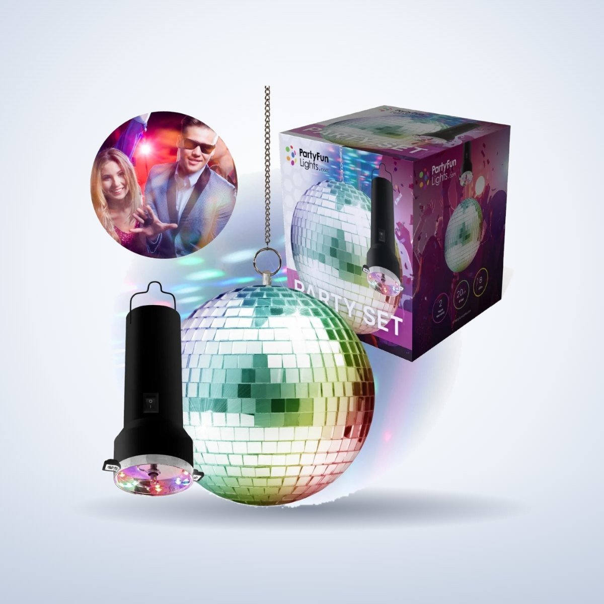 Boule disco LED rotative – photo studio