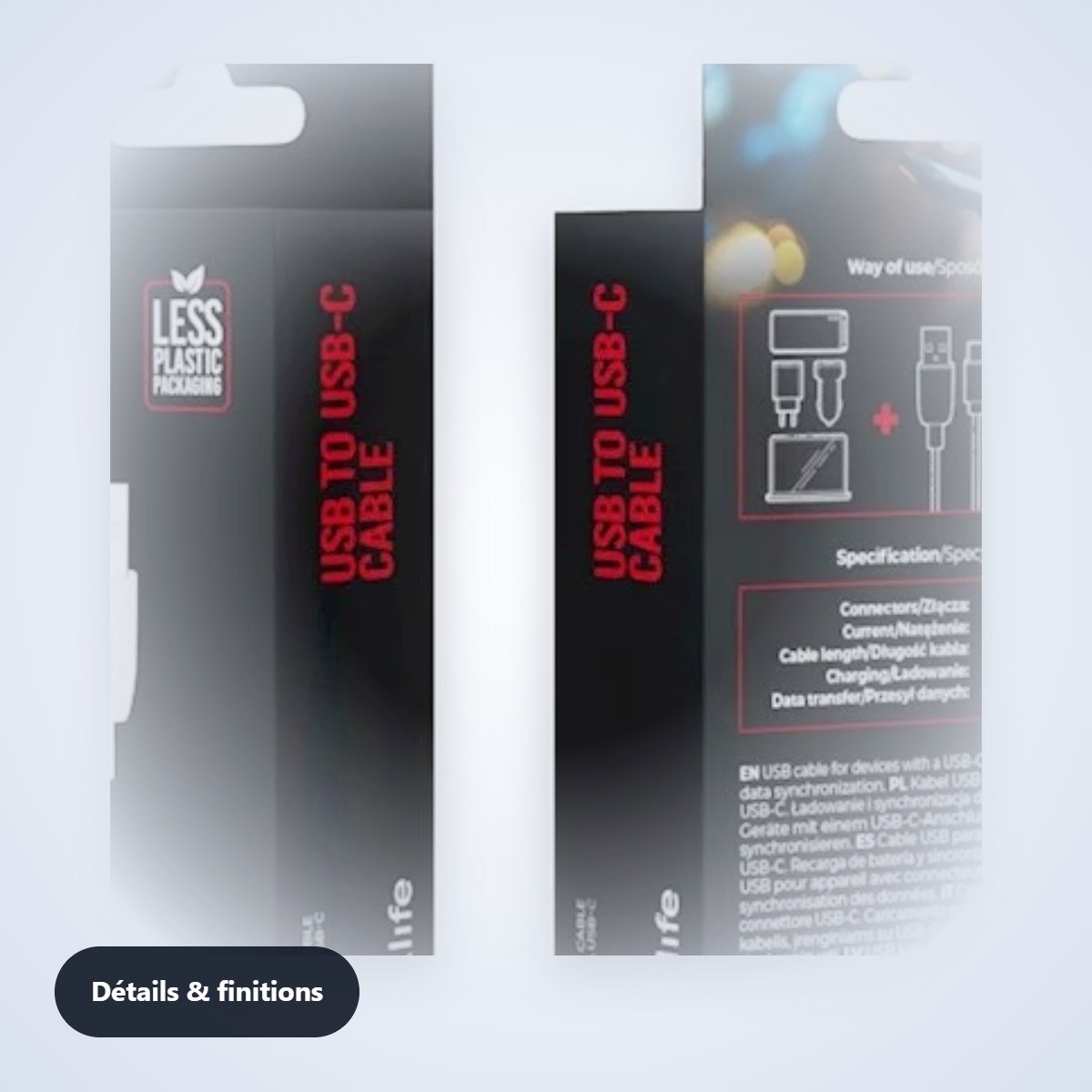 Câble USB vers USB-C – 3 m – détail