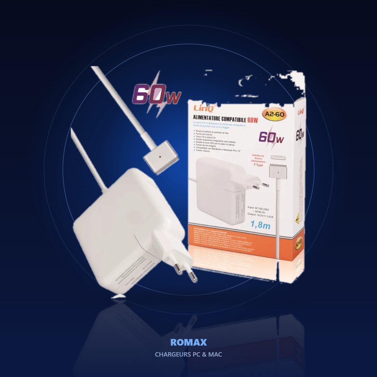 Chargeur compatible MacBook 60 W (MagSafe 2) – ambiance