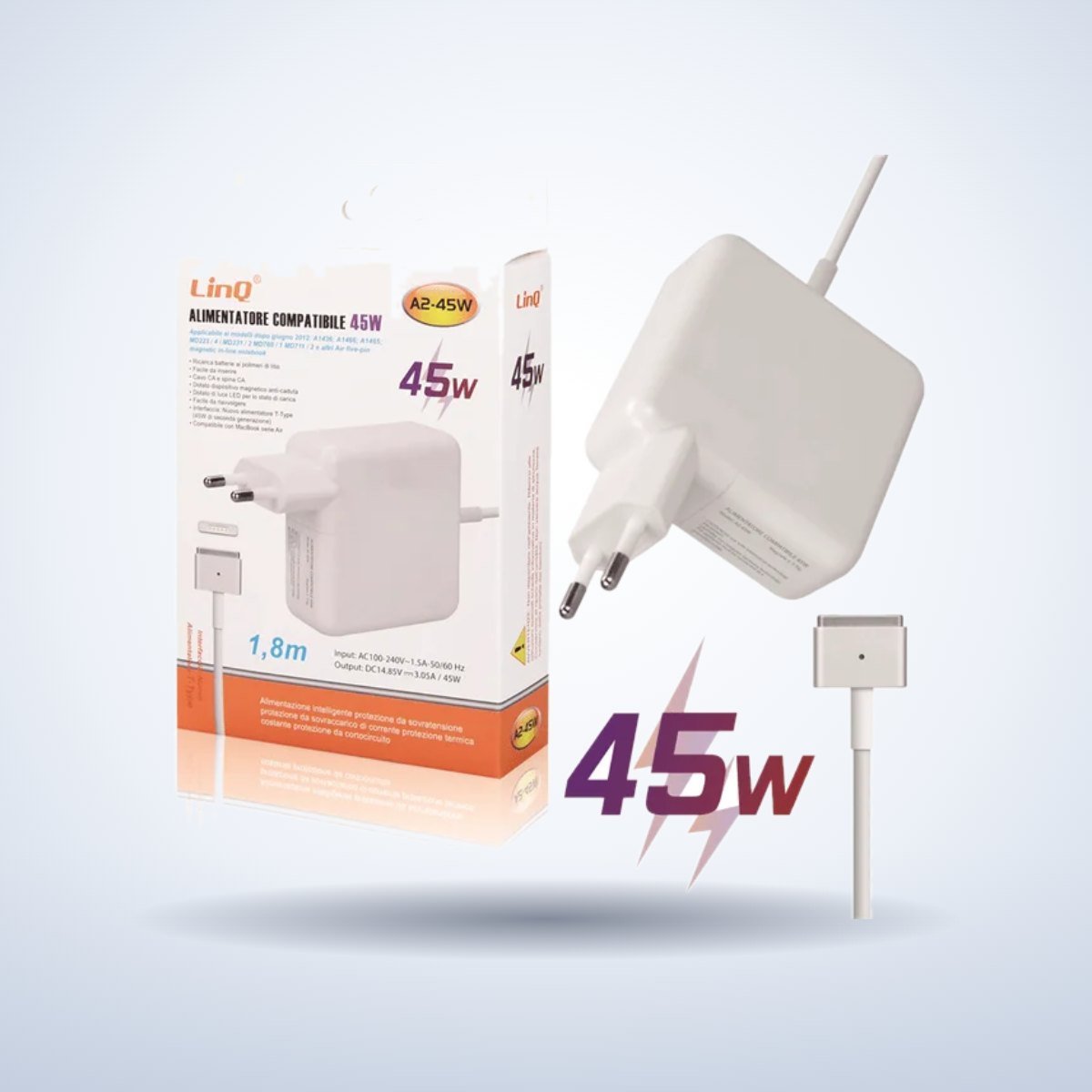 Chargeur compatible MacBook Air 45 W (MagSafe 2) – photo studio