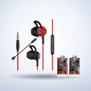 Écouteurs gaming avec micro – Rouge et noir – photo studio