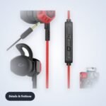 Écouteurs gaming avec micro – Rouge et noir – détail