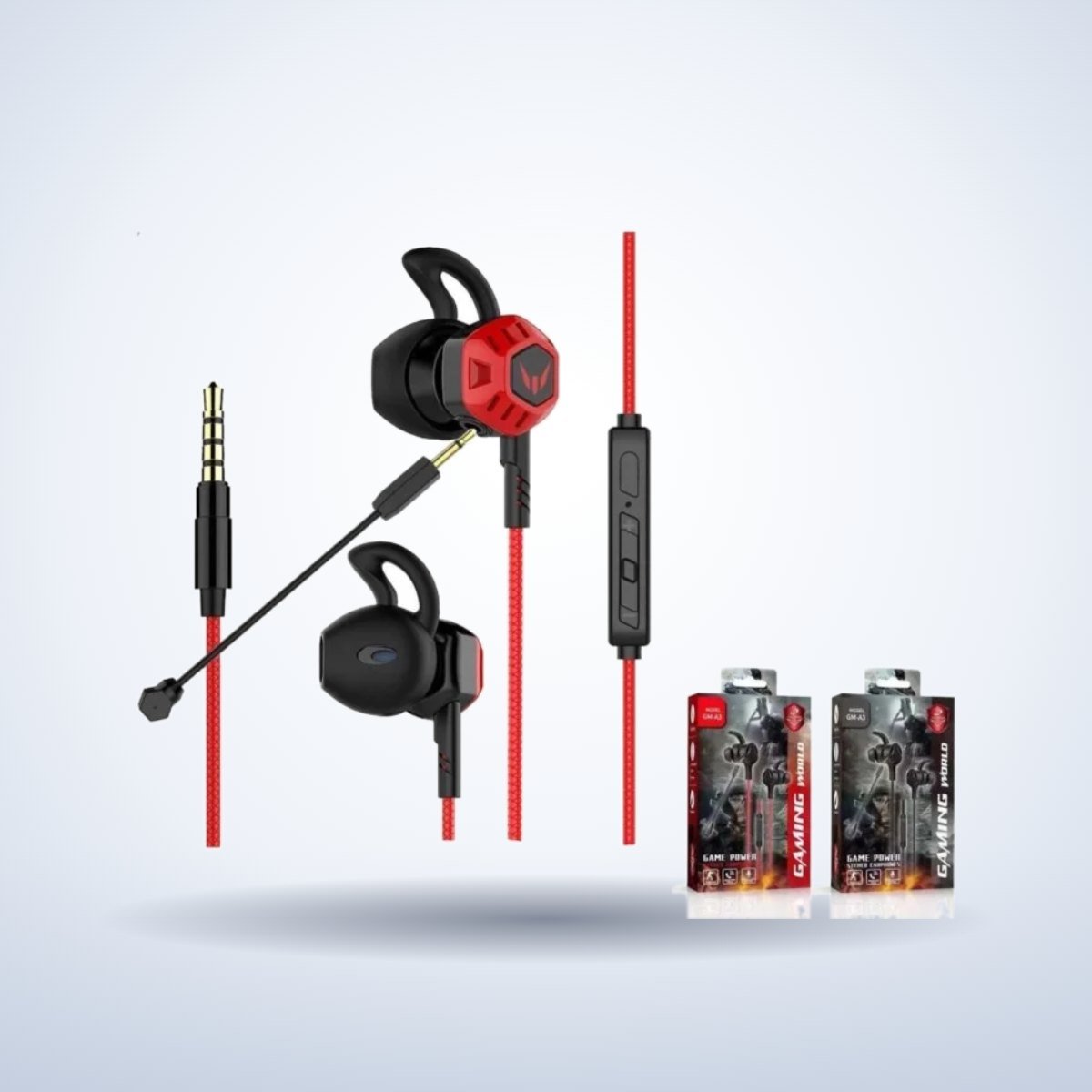 Écouteurs gaming avec micro – Rouge et noir – photo studio