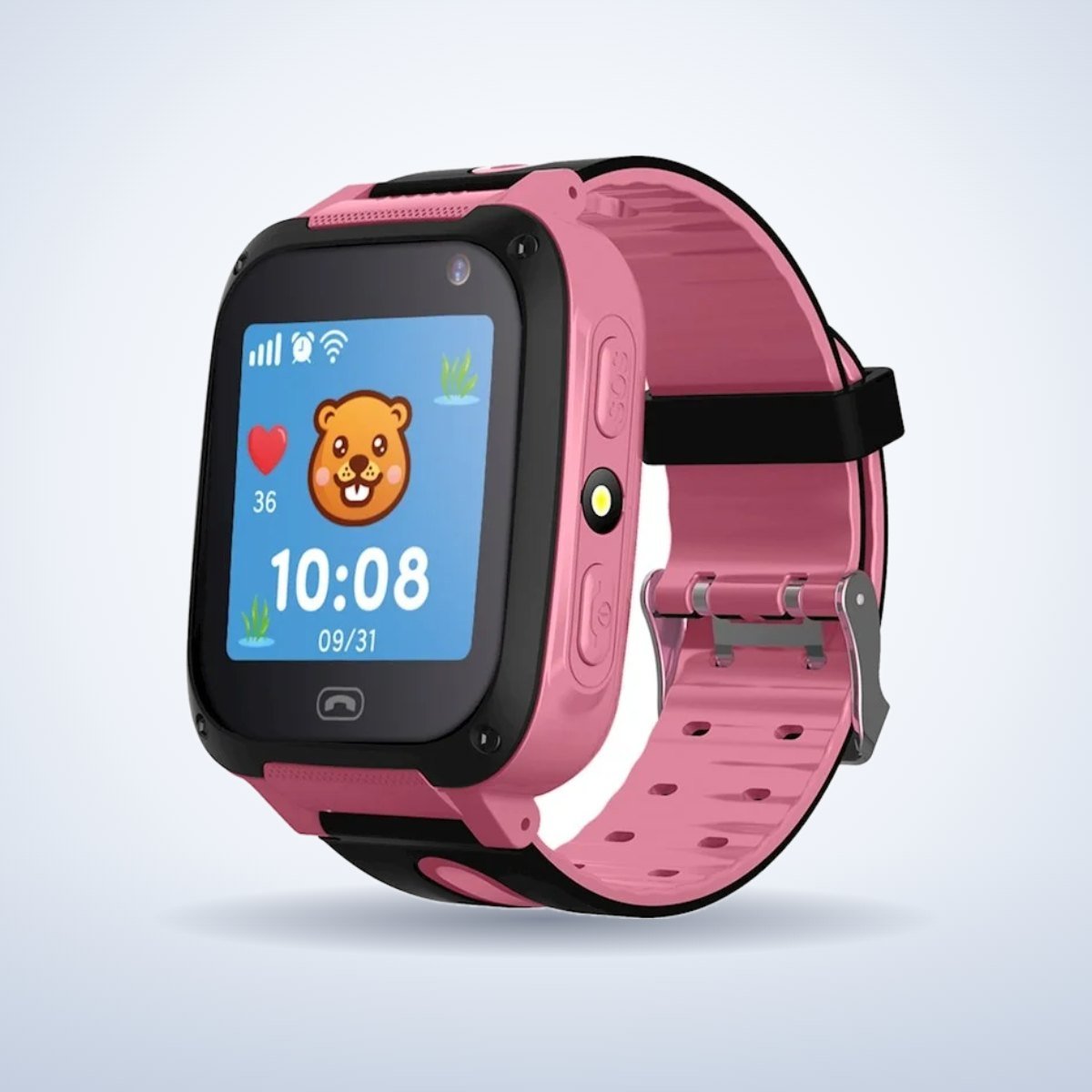 Montre connectée enfant avec localisation – Rose – photo studio